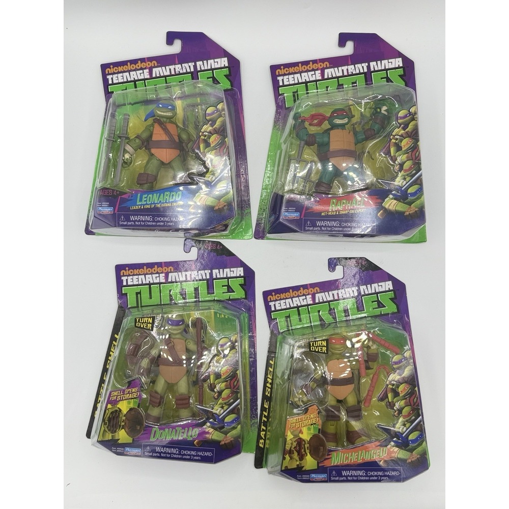 Teenage Mutant Ninja Turtles 5" Battle Shell Figures New Leo, Don, Raph & Mikey